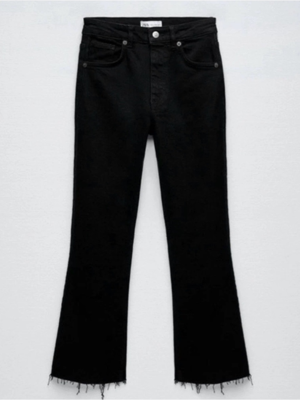 Zara Black Frayed bottom flare/boot cut jeans